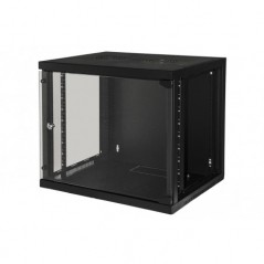 ARMADIO RACK 19" 9 UNITA' DA MURO PER RETI (A)485 X (L)540 X (P) 450 MM COLORE NERO PORTA VETRO