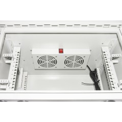 ARMADIO RACK 19 POLLICI 6U PER RETI DA ESTERNO CLASSE PROTEZIONE IP55 MISURE MM (L)600X(P)600X(A)333 GRIGIO CHIARO CON VENTOLE F