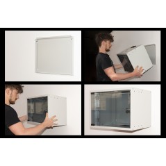 ARMADIO RACK 19" DISASSEMBLATO 6 UNITA' DA MURO PER RETI (A)370 X (L)540 X (P) 300 MM COLORE GRIGIO PORTA VETRO