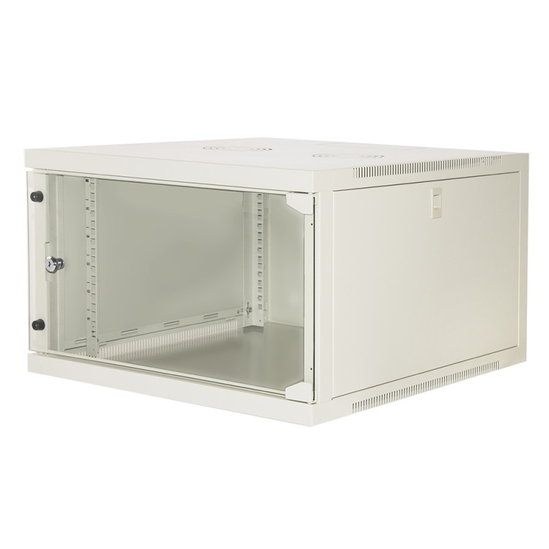 ARMADIO RACK 19" 6 UNITA' DA MURO (A)350X (L)540 X PROFONDITA' 600 MM. COLORE GRIGIO PORTA VETRO