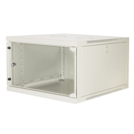 ARMADIO RACK 19" 6 UNITA' DA MURO (A)350X (L)540 X PROFONDITA' 600 MM. COLORE GRIGIO PORTA VETRO