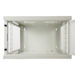 ARMADIO RACK 19" 6 UNITA' DA MURO (A)350X (L)540 X PROFONDITA' 600 MM. COLORE GRIGIO PORTA VETRO
