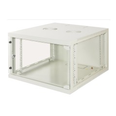 ARMADIO RACK 19" 6 UNITA' DA MURO (A)350X (L)540 X PROFONDITA' 600 MM. COLORE GRIGIO PORTA VETRO