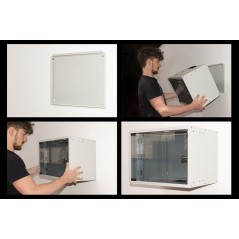 ARMADIO RACK 19" DISASSEMBLATO 9 UNITA' DA MURO PER RETI (A)460 X (L)540 X (P) 400 MM COLORE GRIGIO PORTA VETRO