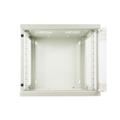 ARMADIO RACK 19" 9 UNITA' DA MURO (A)490X (L)540 X PROFONDITA' 600 MM. COLORE GRIGIO CHIARO PORTA VETRO