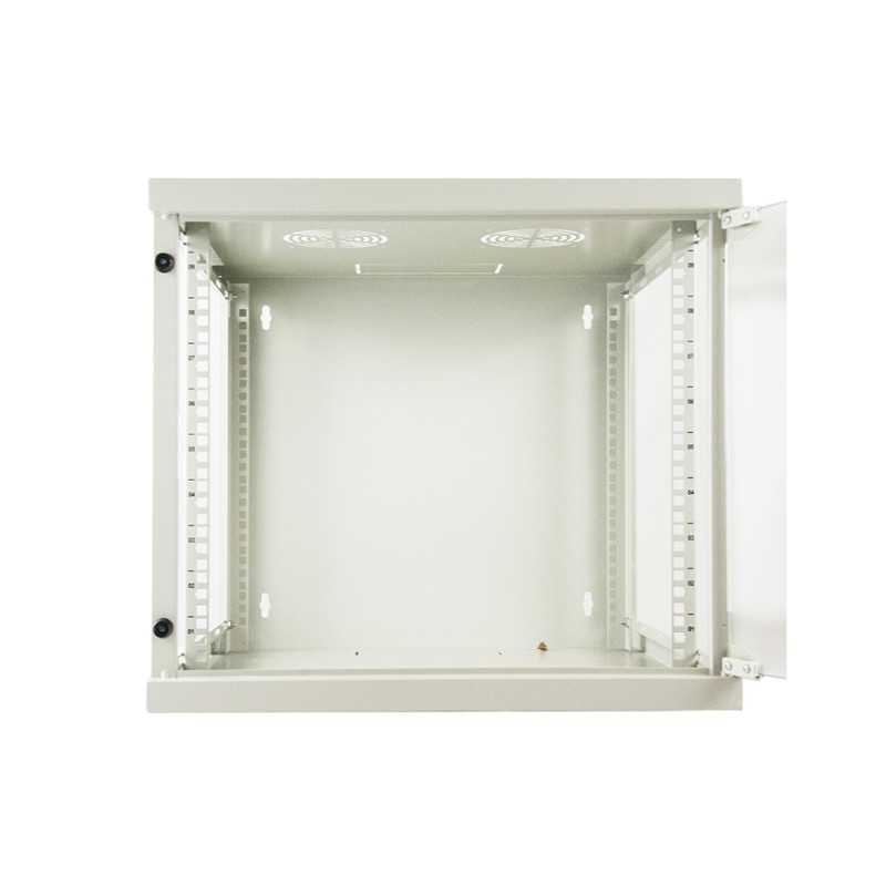 ARMADIO RACK 19" 9 UNITA' DA MURO (A)490X (L)540 X PROFONDITA' 600 MM. COLORE GRIGIO CHIARO PORTA VETRO
