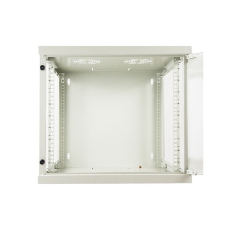 ARMADIO RACK 19" 9 UNITA' DA MURO (A)490X (L)540 X PROFONDITA' 600 MM. COLORE GRIGIO CHIARO PORTA VETRO