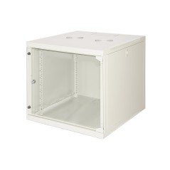 ARMADIO RACK 19" 9 UNITA' DA MURO (A)490X (L)540 X PROFONDITA' 600 MM. COLORE GRIGIO CHIARO PORTA VETRO