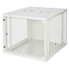 ARMADIO RACK 19" 9 UNITA' DA MURO (A)490X (L)540 X PROFONDITA' 600 MM. COLORE GRIGIO CHIARO PORTA VETRO