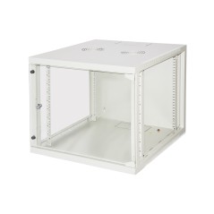 ARMADIO RACK 19" 9 UNITA' DA MURO (A)490X (L)540 X PROFONDITA' 600 MM. COLORE GRIGIO CHIARO PORTA VETRO