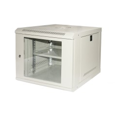 ARMADIO RACK 19" 9U LINK SERIE LIGHT COLORE GRIGIO CON PORTA VETRO (AXPXL) MM 450X400X530 RIPIANO INCLUSO