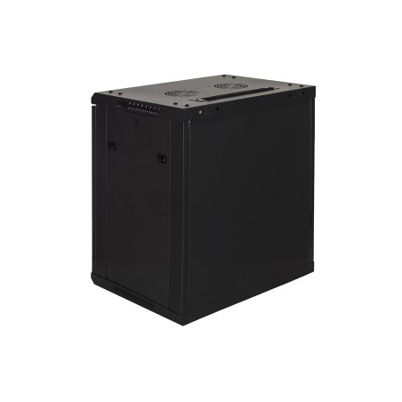 ARMADIO RACK 19" 9 UNITA' DA MURO A) 500 X (L) 600 X (P) 450 NERO DISASSEMBLATO PORTA VETRO