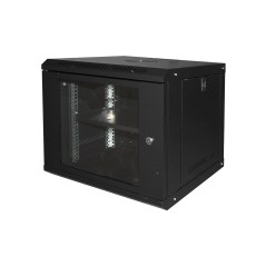 ARMADIO RACK 19" 9U LINK SERIE LIGHT COLORE NERO CON PORTA VETRO (AXPXL) MM 450X400X530 RIPIANO INCLUSO