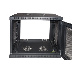 ARMADIO RACK 19" 9U CON PORTE TRAFORATE MM 510 (A), 600 (L), 450 (P) COLORE NERO