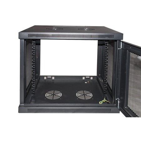 ARMADIO RACK 19" 9U CON PORTE TRAFORATE MM 510 (A), 600 (L), 450 (P) COLORE NERO