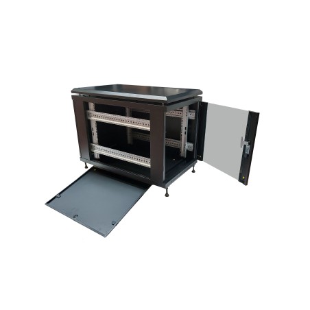 ARMADIO RACK 19" 12 UNITA' (A)700X (L)600 X PROFONDITA' 800 MM. COLORE NERO PORTA VETRO