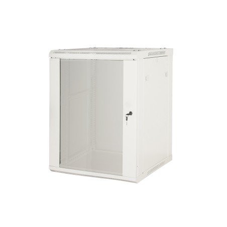 ARMADIO RACK 19" 12 UNITA' DA MURO (A) 635 X (L) 600 X (P) 450 GRIGIO DISASSEMBLATO PORTA VETRO
