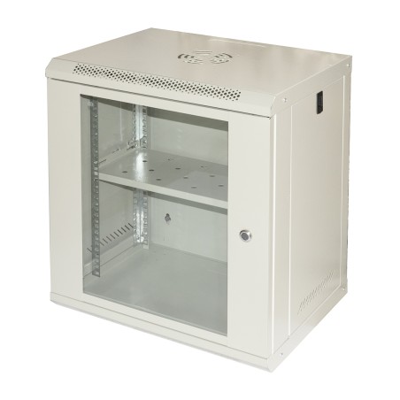 ARMADIO RACK 19" 12U LINK SERIE LIGHT COLORE GRIGIO CON PORTA VETRO (AXPXL) MM 600X400X530 RIPIANO INCLUSO