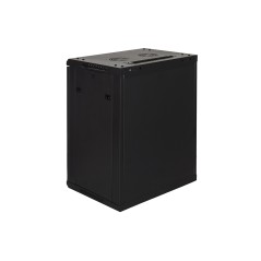 ARMADIO RACK 19" 12 UNITA' DA MURO (A) 635 X (L) 600 X (P) 450 NERO DISASSEMBLATO PORTA VETRO