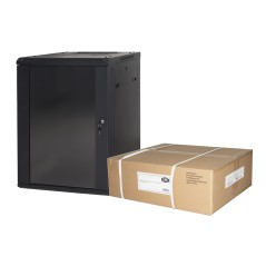 ARMADIO RACK 19" 12 UNITA' DA MURO (A) 635 X (L) 600 X (P) 450 NERO DISASSEMBLATO PORTA VETRO