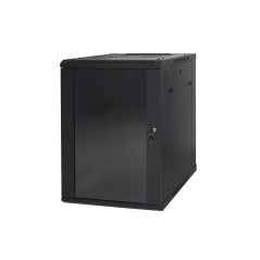 ARMADIO RACK 19" 12 UNITA' DA MURO (A) 635 X (L) 600 X (P) 450 NERO DISASSEMBLATO PORTA VETRO