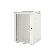 ARMADIO RACK 19" 15 UNITA' DA MURO (A) 770 X (L) 600 X (P) 450 GRIGIO DISASSEMBLATO PORTA VETRO
