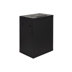 ARMADIO RACK 19" 15 UNITA' DA MURO (A) 770 X (L) 600 X (P) 450 NERO DISASSEMBLATO PORTA VETRO