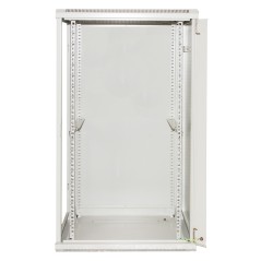 ARMADIO RACK 19" 18 UNITA' DA MURO (A)900 (L)600 X PROFONDITA' 600 MM. COLORE GRIGIO CHIARO PORTA VETRO