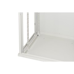 ARMADIO RACK 19" 18 UNITA' DA MURO (A)900 (L)600 X PROFONDITA' 600 MM. COLORE GRIGIO CHIARO PORTA VETRO