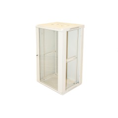 ARMADIO RACK 19" 18 UNITA' DA MURO (A)900 (L)600 X PROFONDITA' 600 MM. COLORE GRIGIO CHIARO PORTA VETRO