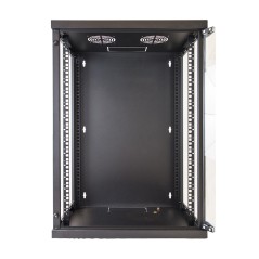 ARMADIO RACK 19" 18 UNITA' DA MURO (A)900 (L)600 X PROFONDITA' 600 MM. COLORE NERO PORTA VETRO