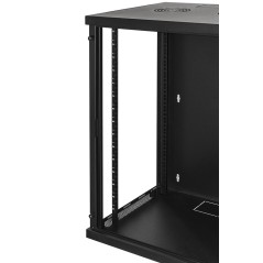 ARMADIO RACK 19" 18 UNITA' DA MURO (A)900 (L)600 X PROFONDITA' 600 MM. COLORE NERO PORTA VETRO