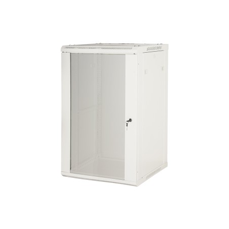 ARMADIO RACK 19" 18 UNITA' DA MURO (A) 905 X( L) 600 X (P) 450 GRIGIO DISASSEMBLATO PORTA VETRO