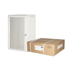 ARMADIO RACK 19" 18 UNITA' DA MURO (A) 905 X( L) 600 X (P) 450 GRIGIO DISASSEMBLATO PORTA VETRO