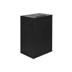 ARMADIO RACK 19" 18 UNITA' DA MURO (A) 905 X( L) 600 X (P) 450 NERO DISASSEMBLATO PORTA VETRO