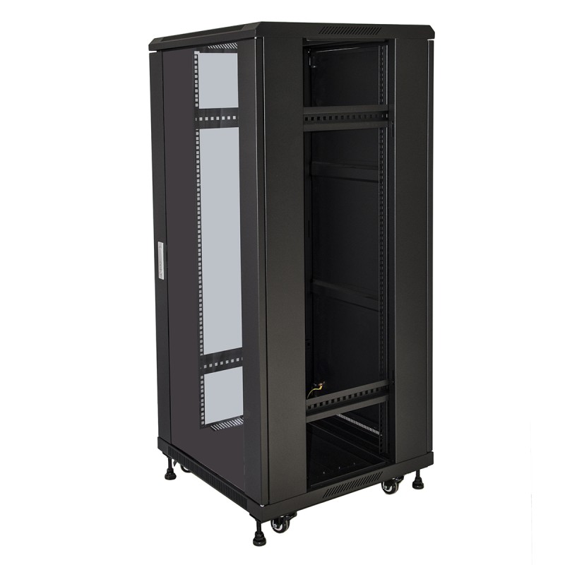 ARMADIO RACK 19" 27U (A)1388 (L)600 (P)600 COLORE NERO PORTA VETRO