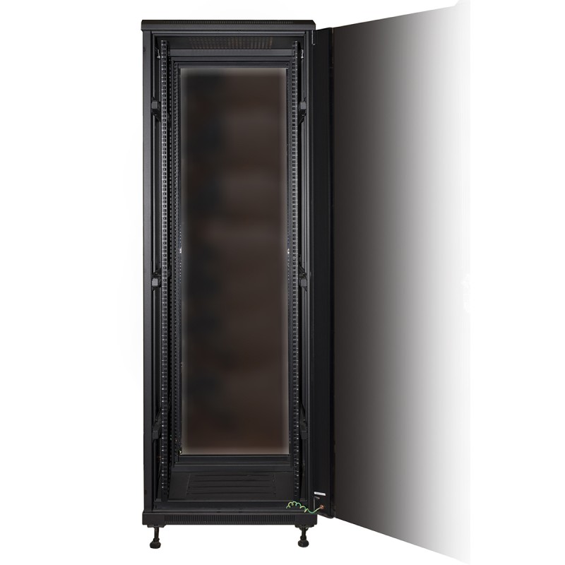 ARMADIO RACK 19" PER RETI 37U (A)1770, (L)600, (P)800 COLORE NERO PORTA VETRO