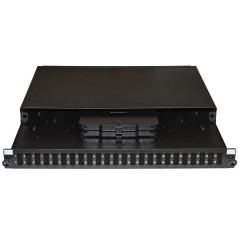 PANNELLO FIBRA OTTICA 19" CON 24 PORTE SC DUPLEX PROFONDITA' 250 MM NERO CON ACCESSORI
