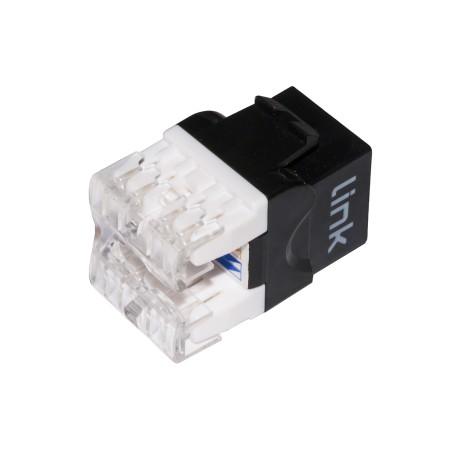 PRESA RETE KEYSTONE JACK RJ45 CATEGORIA 5E UTP COLORE NERO 180° CONTATTI DORATI 50 MICRON