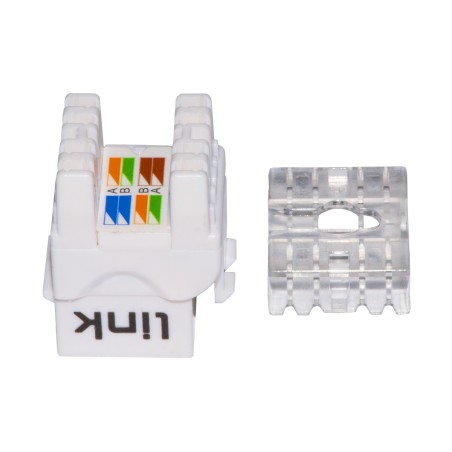 PRESA RETE KEYSTONE JACK RJ45 CATEGORIA 6A UTP COLORE BIANCO 180° CONTATTI DORATI 50 MICRON