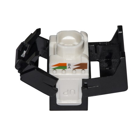 PRESA RETE KEYSTONE JACK RJ45 CATEGORIA 6 UTP TOOLESS COLORE NERO 180° CONTATTI DORATI 50 MICRON