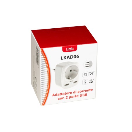 ADATTATORE MULTIPRESA DA MURO SPINA ITALIANA 10A CON 2 PORTE USB E UNA PRESA 2 POLI