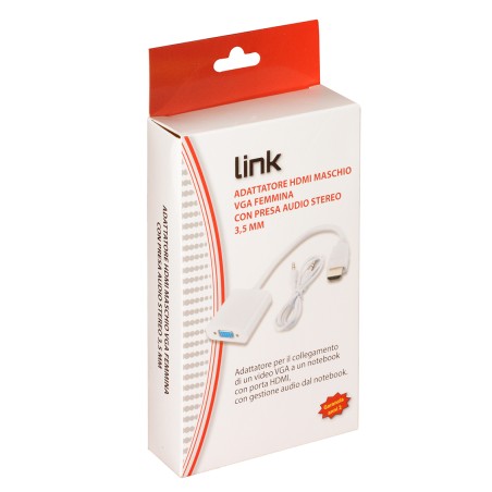 ADATTATORE HDMI® TIPO A MASCHIO A VGA FEMMINA CON AUDIO BIANCO