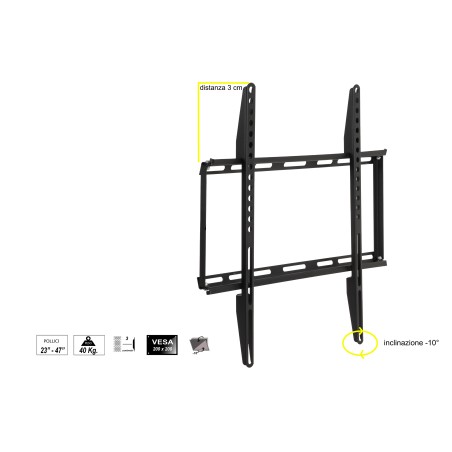 STAFFA A MURO PER TV FINO A 40 KG, DA 23 A 47" FINO A VESA 200X200