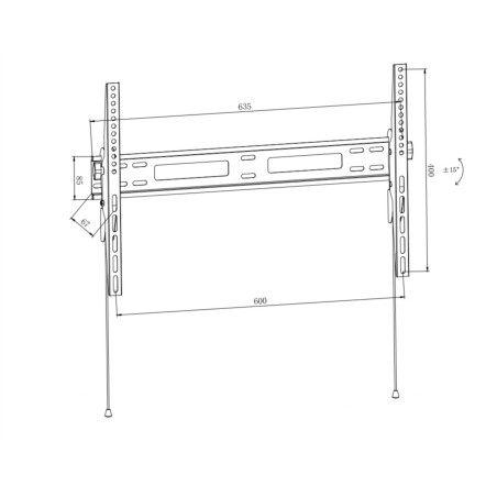 STAFFA A MURO PER TV FINO A 60 KG, DA 37 A 70" FINO A VESA 400X600 67 MM DISTANZA DAL MURO ORIENTAMENTO ALTO/BASSO 15°