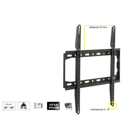 STAFFA A MURO ULTRA SLIM SUPPORTO TV 26-60" LED/LCD FINO A 50 KG E VESA 400X400