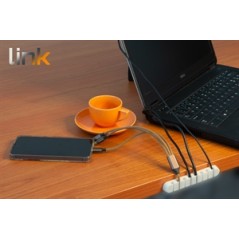 KIT 2 PEZZI SUPPORTI PER GESTIONE CAVI 8 POSIZIONI BIANCO