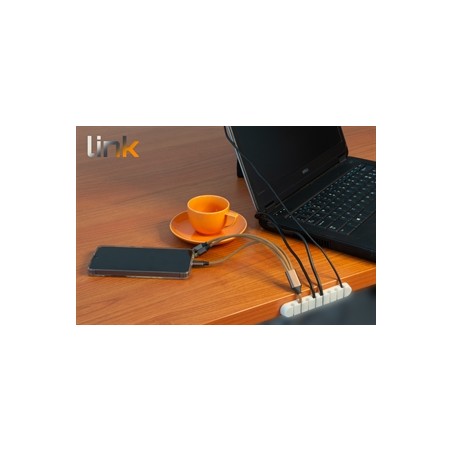 KIT 2 PEZZI SUPPORTI PER GESTIONE CAVI 8 POSIZIONI BIANCO
