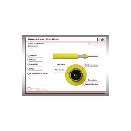 CAVO FIBRA OTTICA 12 FIBRE LOOSE OS2 ANTIRODITORE LSZH CLASSE B2CA (AL METRO)