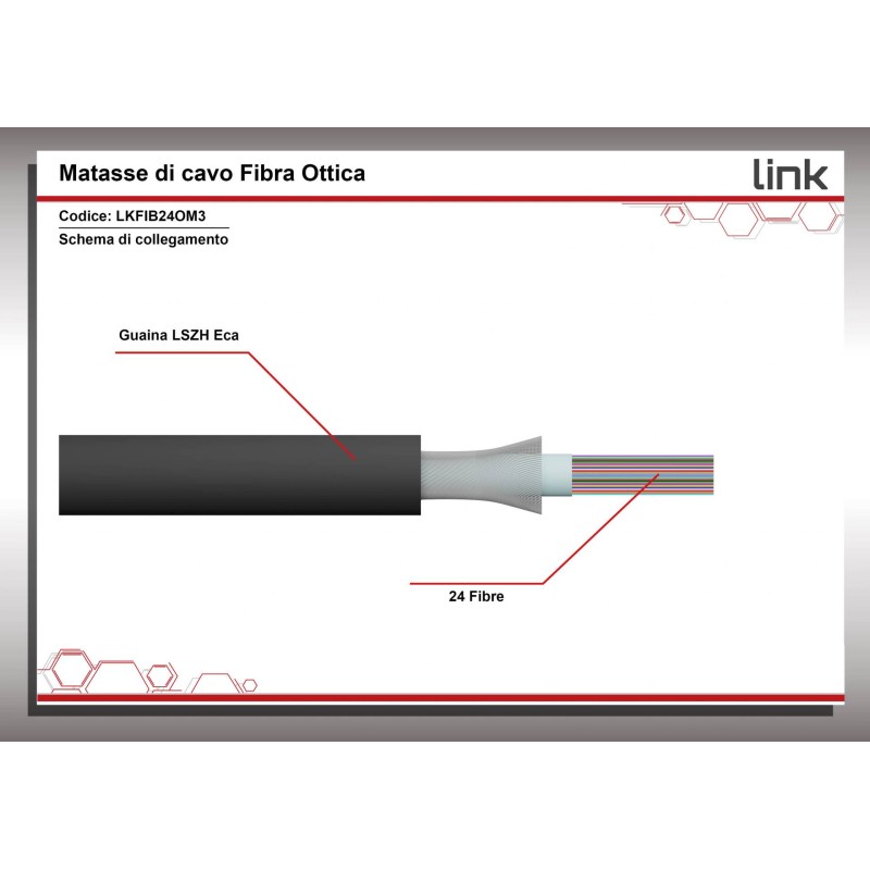 CAVO FIBRA OTTICA 24 FIBRE LOOSE OM3 50/125 NM ANTIRODITORE LSZH INTERNO/ESTERNO CLASSE ECA (AL METRO)
